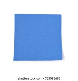 Blue Post It Paper Note On A White Background