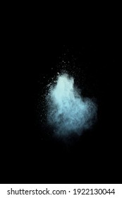 Blue Powder Explosion On black Background.