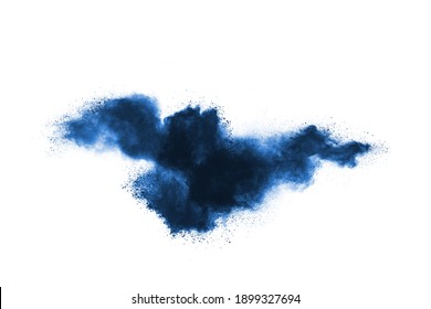 Blue Powder Explosion On White Background.