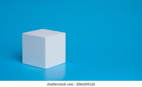 Blue product background. Empty podium