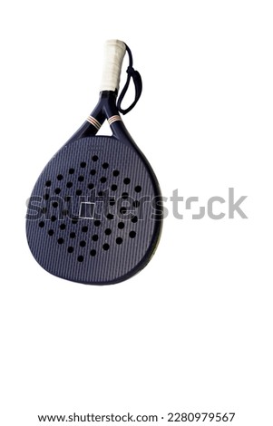 blue professional paddle tennis racket isolated on white background. portrait sport theme poster, greeting cards, headers, website and app