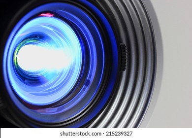 Blue Projector Close Lens