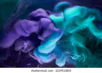 Blue purple abstract background, luxury colored smoke, acrylic paint underwater explosion, cosmic swirling ink