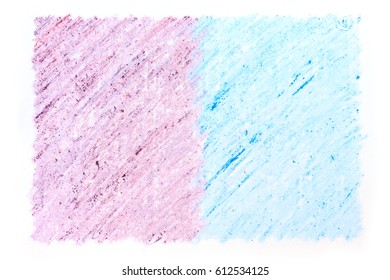 Blue And Purple Crayon Drawings On White Paper Background Texture