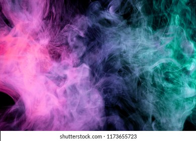 Blue, purple and pink  smoke on black background