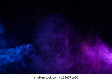 Blue And Purple Smoke With Shiny Glitter Particles Abstract Background