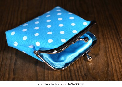 Blue Purse On Table Close-up