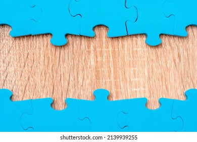 Blue Puzzle Border With Copy Space For Your Business Or Connection Message