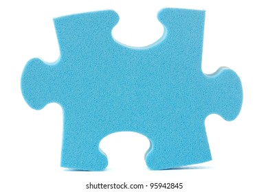  Blue Puzzle Piece Over A White Background