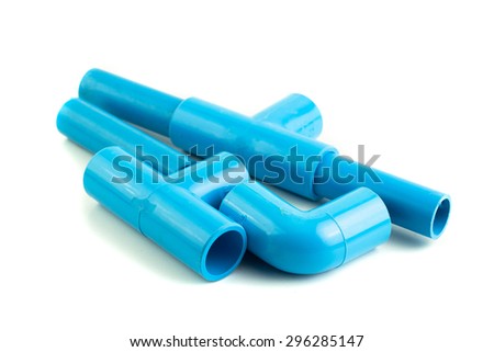 blue pvc pipe  isolated on white