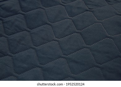 Blue Quilt Fabric Textile Background, Quilted Pattern Surface