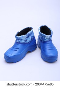 Blue Rain Boots With Snowflake Print Lining