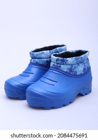 Blue Rain Boots With Snowflake Print Lining