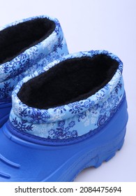 Blue Rain Boots With Snowflake Print Lining