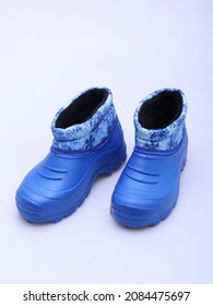 Blue Rain Boots With Snowflake Print Lining