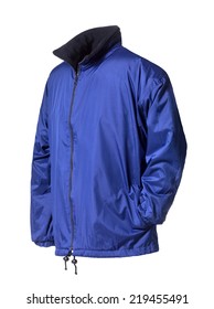 Blue Rain Jacket Isolated On White