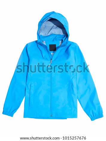 Blue Raincoat isolated on white