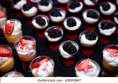 Blue Rasberry Trifle Shots In A Row