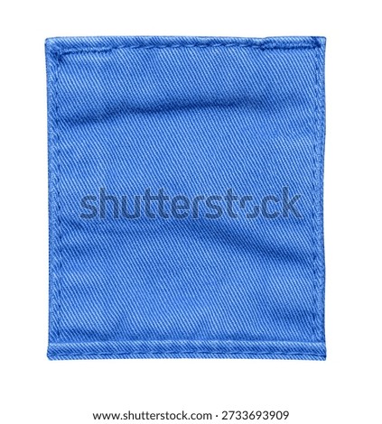 Blue raw denim patch with visible stitching details and a transparent background