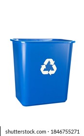 A Blue, Recycling Bin Isolated On White. For Many Uses Regarding Conservation And The Environment.