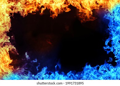 Blue Red Flames Facing Each Other Stock Photo (Edit Now) 1991731895