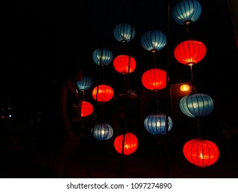 Blue and red lanterns