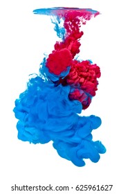 Blue Red Paint In Water