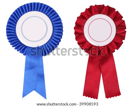Blue and red rosettes, with copy space put your own text into it :)