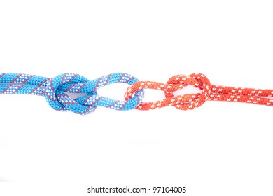 blue and red two loop and knots