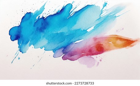 blue and red watercolor painting, blending perfectly between warm and cold tone.