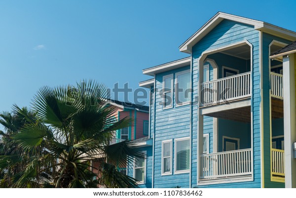 Blue Rental Home Port Aransas Texas Stock Photo Edit Now 1107836462