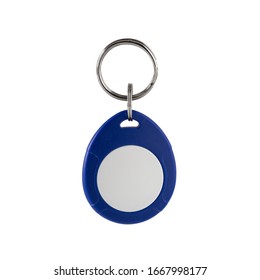 Blue RFID keychain tag isolated on white background. Electronic magnetic key - Powered by Shutterstock