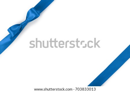 blue ribbon bow composition isolated on white background with shadow