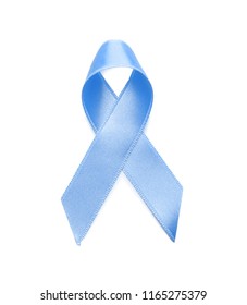 Blue Ribbon On White Background. Cancer Concept