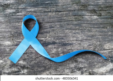 Blue Ribbon Symbolic Of Prostate Cancer Awareness Campaign And Men's Health In November Month 