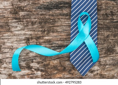 Blue Ribbon Symbolic For Prostate Cancer Awareness Campaign And Men's Health In November Month