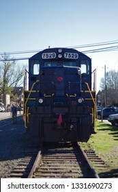 BLUE RIDGE, GA - APRIL 1, 2017: The Blue Ridge Scenic Railway Awaits Passengers Before Departing. The Train Ride Is A 4-hour, 26 Mile Trip To Copperhill, TN, And Back. 