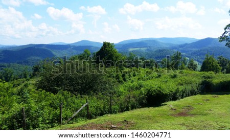 Blue Ridge Mountains Appalachian Mountains Green Nature Forests with Blue Sky Boone, NC North Carolina Stock fotó © 