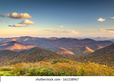 Blue Ridge Mountains At Dusk In North Georgia, USA.