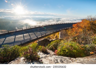 Blue Ridge Parkway Linn Cove Viaduct Autumn Sunrise Scenic