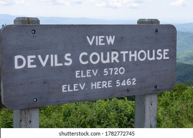 A Blue Ridge Parkway Overlook Sign For Devils Courthouse