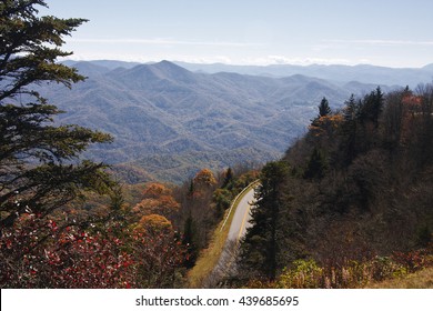 Blue Ridge Parkway Road At Waterrock Knob In North Carolina