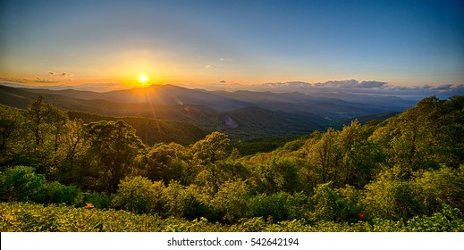 Blue Ridge Parkway summer Appalachian Mountains Sunset - Shutterstock ID 542642194