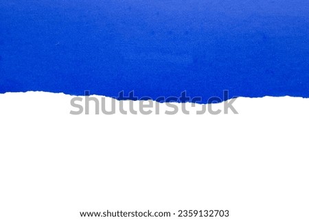 Blue ripped paper torn edges strips isolated on white background