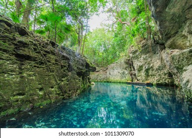 Blue River In Xcaret, Mexico