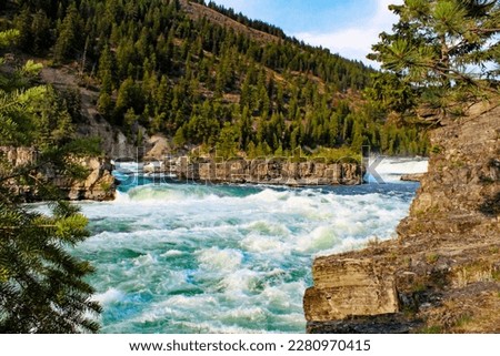 The blue roaring waters of Kootenai Falls near Libby, MT.