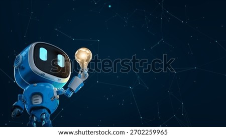 Blue robotic assistant or artificial intelligence
robot hold Iig