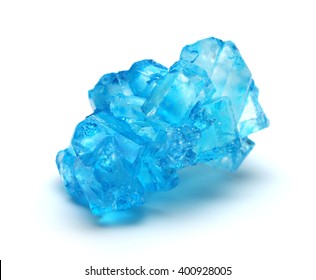 Blue Rock Candy Isolated On A White Background 
