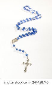 Blue Rosary Isolated Vertical Photo