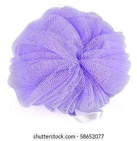 Blue Round Bath Sponge Isolated On White